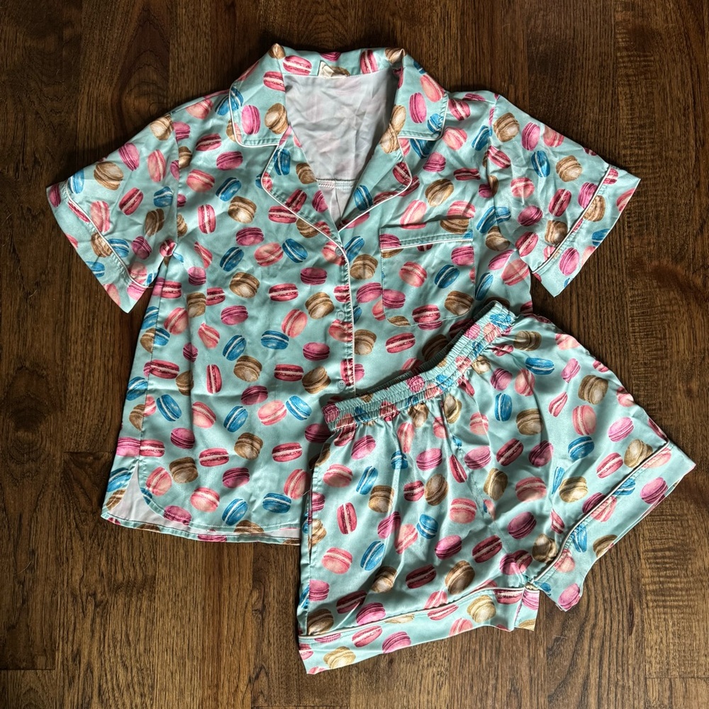 Peach Love California Macaron Print Womens Pajama Set
